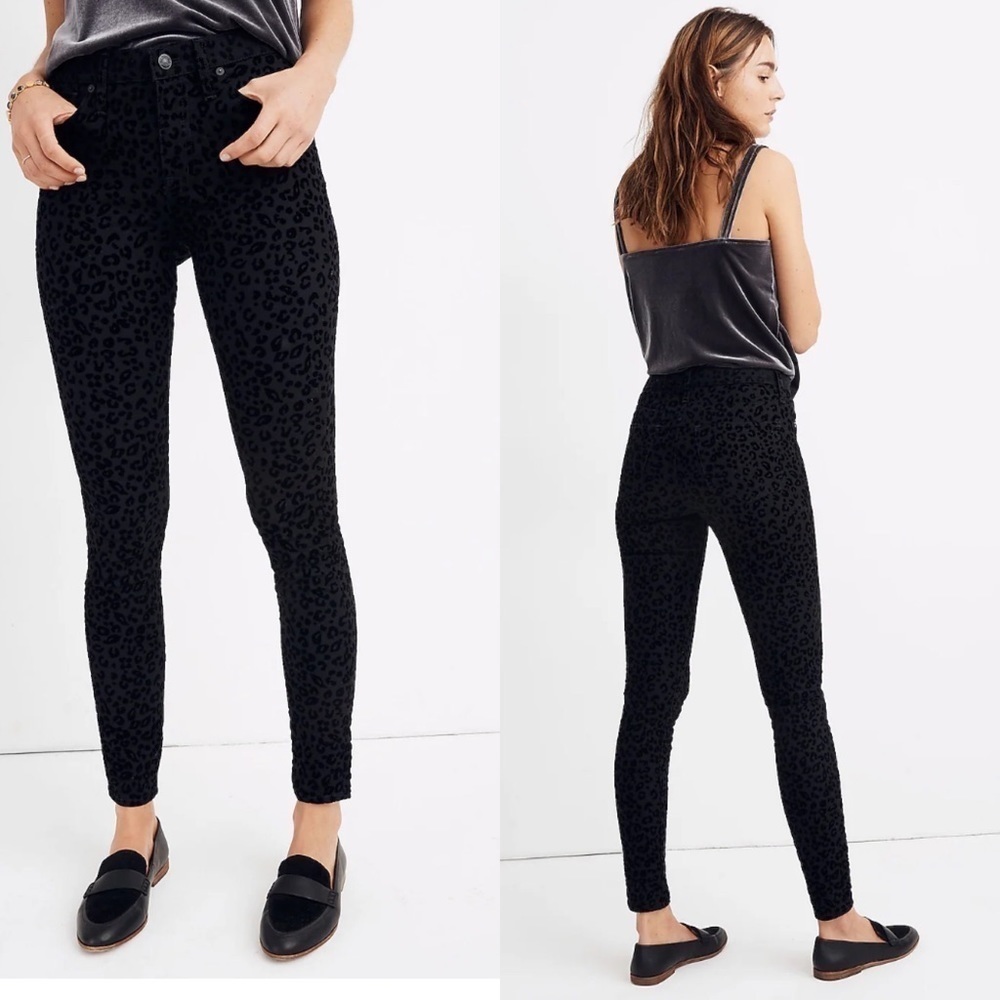 NEW MADEWELL Sz 27 9" Mid-Rise Skinny Jeans: Flocked Leopard Edition